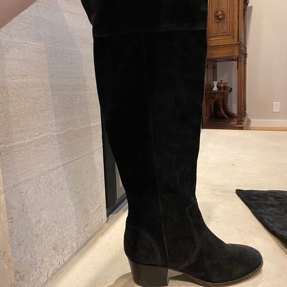FRYE SUEDE CLARA BLACK OVER THE KNEE BOOTS - Picture 3 of 7